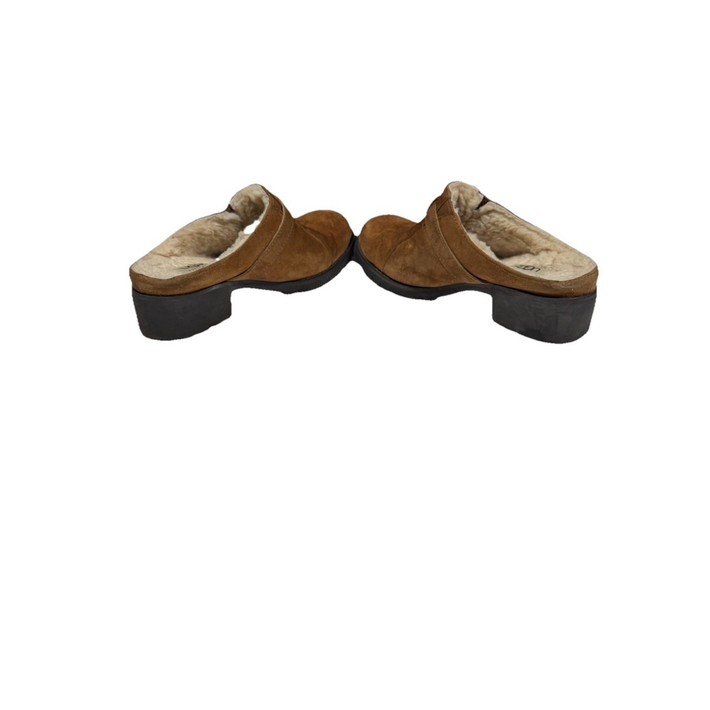 UGG Lila Chestnut Brown Suede Sheepskin Mules Clogs Y2K 1910 Womens Size 7.5 US
